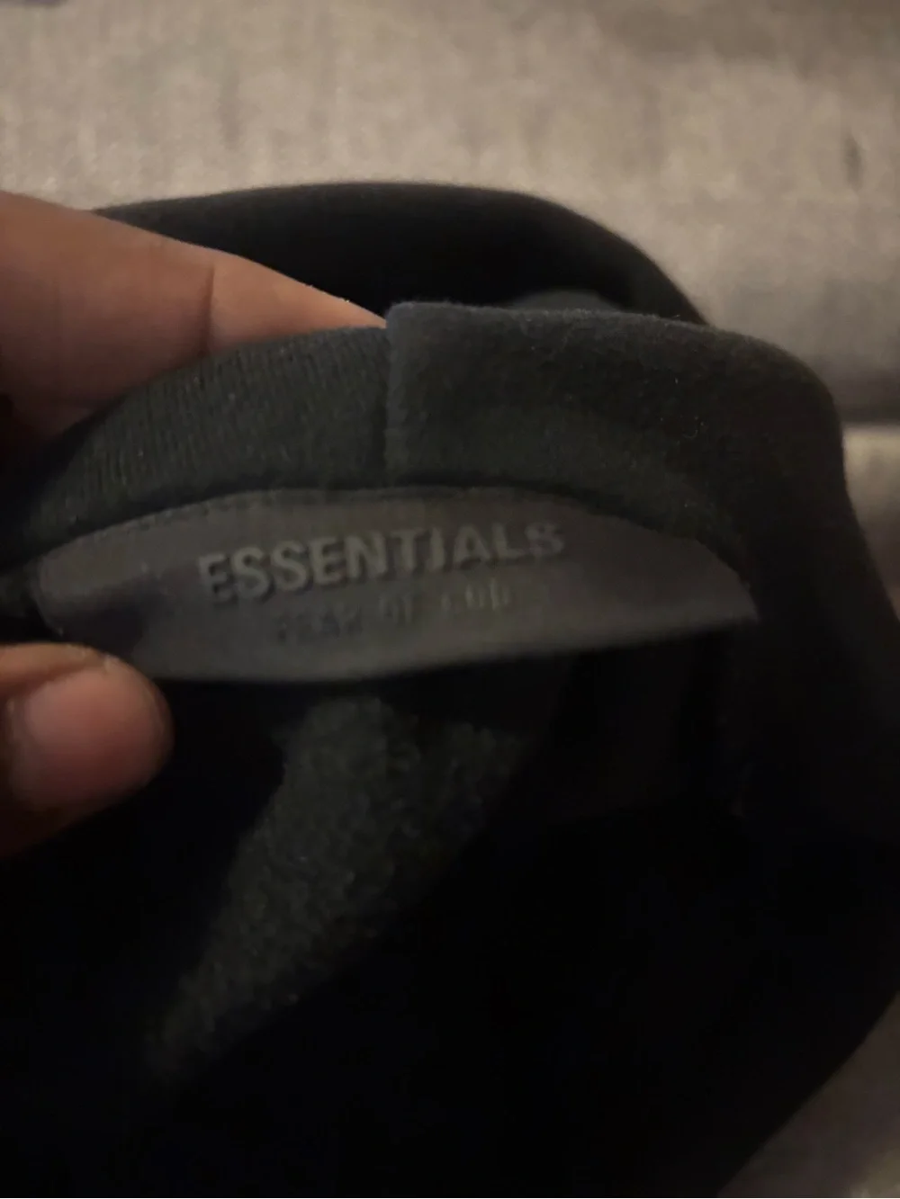 Essentials Black Beanie with Logo Patch